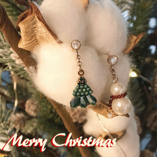 [한정판매]크리스마스 눈사람 트리 크리스탈 귀걸이