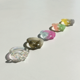 (무배1+1)젤리 투명 꼬임 투톤 호마이카 아크릴 포인트 가락지 여름 링 반지